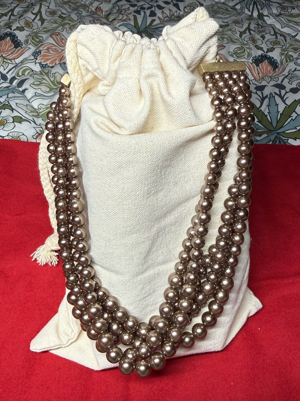 Multi-Strand Bronze Pearl Necklace